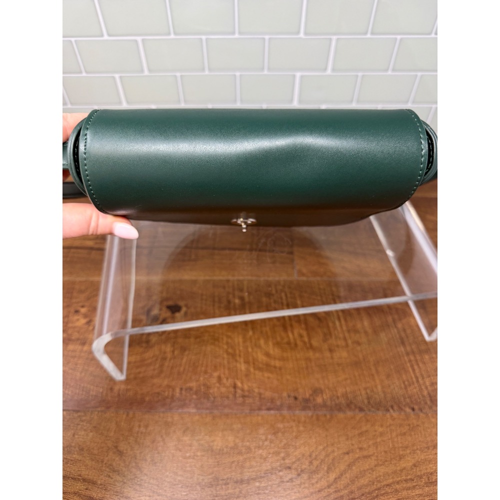 Urban Outfitters Forest Green Saddle Crossbody Bag Silver Turnlock Accent - Picture 10 of 16